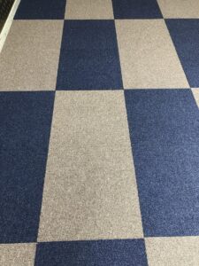 Lyon Lines Polyproplene Carpet Tiles blue and cream