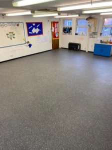 Toptex Vinyl Flooring colour Patio 960D supplied and fitted at Little Stars Pre-School in St Helen’s C of E Primary School, Alveston Bristol.