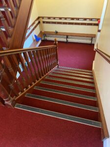 Commercial carpet and nosing's on the schools stairs