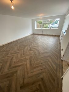 Brampton Chase Luxury Vinyl Tiles (LVT) colour Smokey Bay fitted herringbone style