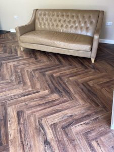 Brampton Chase Studio Designs LVT colour Chicory Haze supplied and fitted herringbone style in a new extension in Thornbury, Bristol.