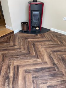 Brampton Chase Studio Designs LVT colour Chicory Haze supplied and fitted herringbone style in a new extension in Thornbury, Bristol.